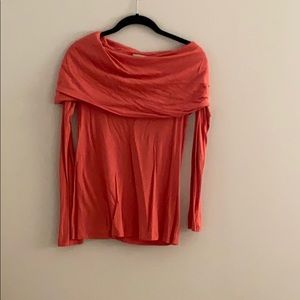 Anthropologie peach/orange cowl neck long sleeve